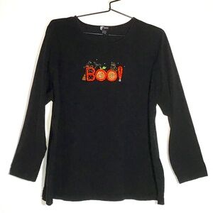 Halloween Women's Plus Size Top, Black with Sparkly BOO! Size 3X